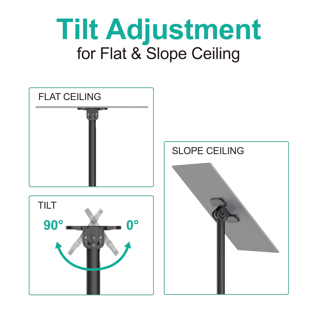 WALI Ceiling TV Mount Dual Screen Back to Back Fits Most Display 43 to 86 Inch TV, Up to 176lbs, 88 lbs for Each Screen, Height Extension up to 66.5 Inch, Mounting Holes 600x400mm (CM4386-2S), Black