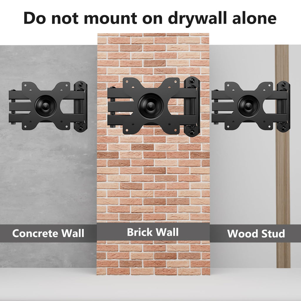 WALI TV Wall Mount Full Motion 15 inch Extension Arm Tilt Swivel for Most 13 to 32 inch LED TV Flat Panel Screen with Mounting Holes up to 100x100mm, 2 Packs (1330LM-2), Black