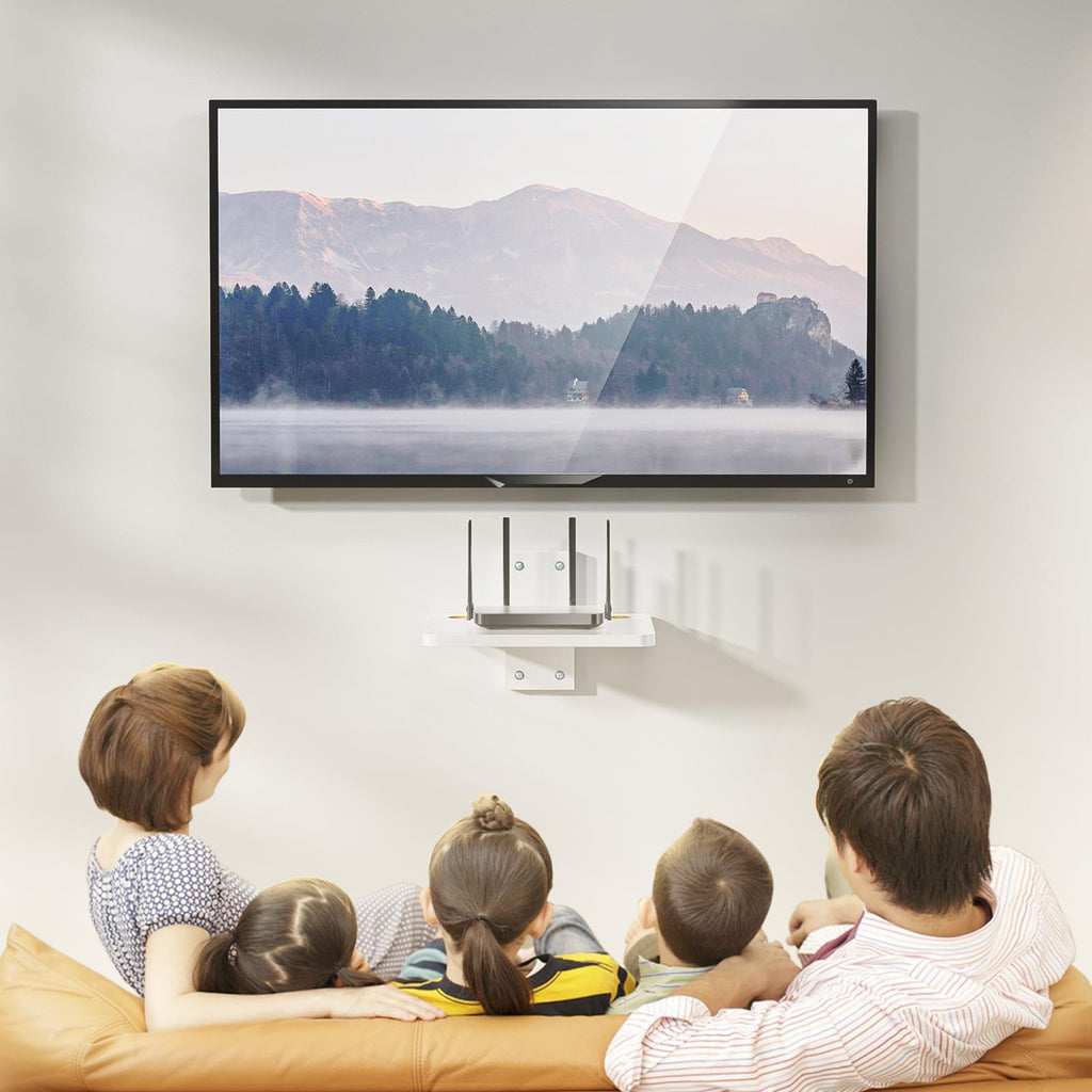 WALI Floating TV Shelves for Wall, Projector Shelf Holds Up to 22lbs, Wooden Wall Mounted Shelves for DVD Players, Cable Boxes, Game Consoles, Living Room Decor Accessories (CS201NW), 1 Shelf, White