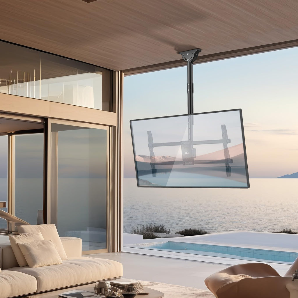 WALI Ceiling TV Mount for 37-90 inch, Hanging Adjustable Ceiling Mount TV Bracket Fits Most LED, LCD, OLED 4K TVs, Holds up to 220lbs, Max VESA 800x400mm (CM3790), Black