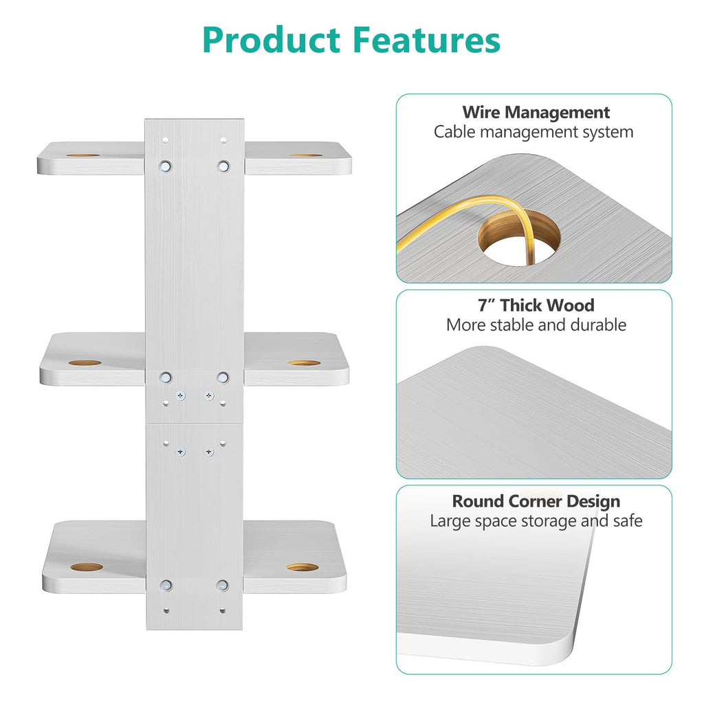 WALI Floating TV Shelf, Holds Up to 22lbs, Wooden Wall Mounted Shelves for DVD Players, Cable Boxes, Routers, Game Consoles, Living Room Decor Accessories (CS303NW), 3 Shelf, White