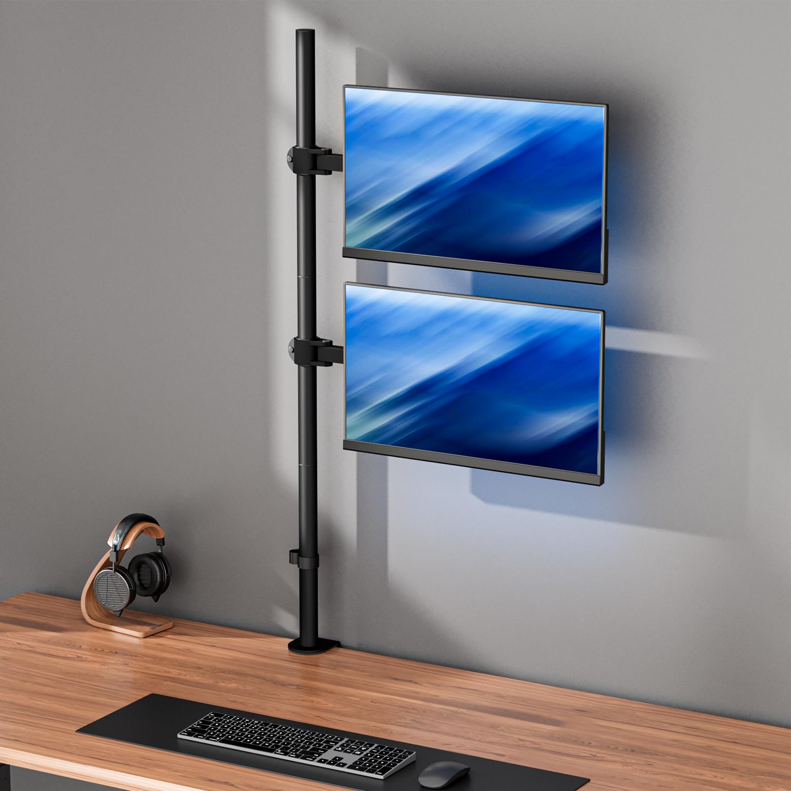 WALI Dual Vertical Stacked Monitor Mount, Extra Tall Monitor Stand for ...
