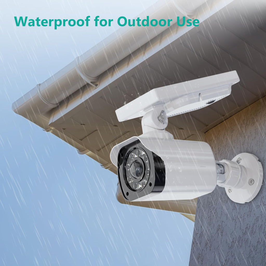 WALI Dummy Fake Camera, Security Camera with Motion Sensor Light, Simulated Surveillance Security CCTV Dome Camera Indoor Outdoor (TCW2-SOL), 2 Packs, White-Solar