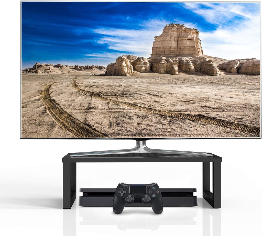 WALI Monitor Stand Riser, Desktop Printer Monitor Stand Riser, with Vented Metal Platform and Underneath Storage (STT004), 1 Pack, Black