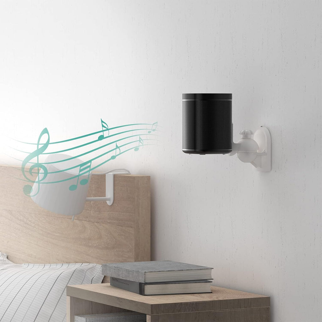 WALI Speaker Wall Mounts, Bookshelf Speaker Wall Mount Brackets, Surround Sound Speaker Mounts, Hold up to 7.7 lbs, (SWM202-W), 2 Pack, White