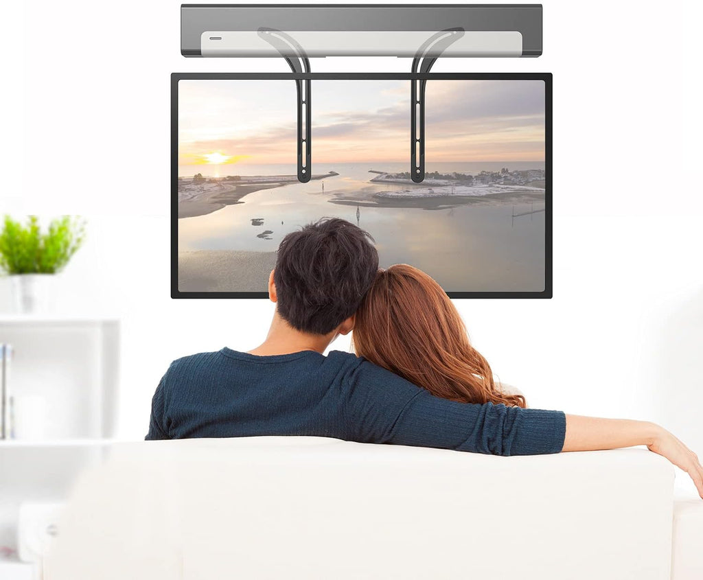 WALI Sound Bar Mount Bracket for Mounting Above or Under TV, Fits 32 to 70 inch TVs, 33 lbs. Weight Capacity (SBR201), Black