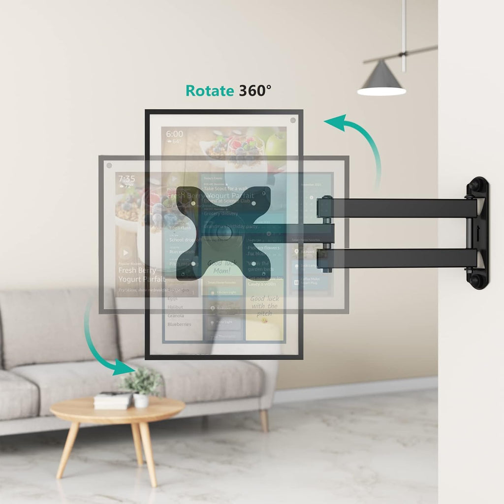 WALI Mount for Echo Show 21, Echo Show 15, Adjustable Wall Mounting Bracket with Heavy Duty 15” Extension Arm, Rotate Tilt Swivel for Echo Show 21, Echo Show 15, Holds up to 33lbs, Black (1330LM-ES)