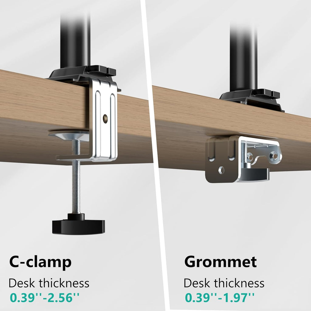 WALI Single Monitor Arm Desk Mount for 13-32 Inch Screens, Premium Gas Spring Monitor Stand with Full Motion Tilt, Swivel, Rotation, Holds up to 19.8 lbs, C-Clamp Mount for VESA 75/100mm (GSDM001S)