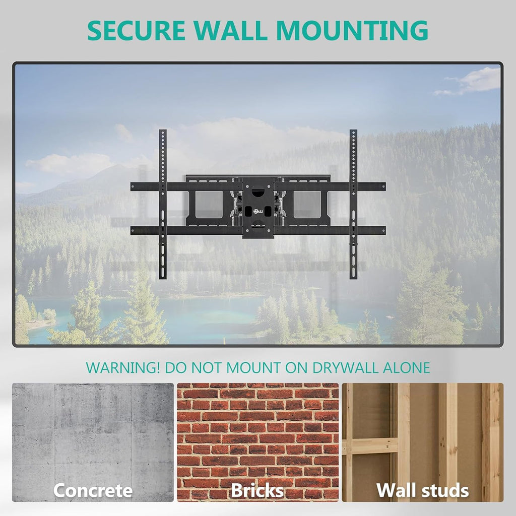 WALI Heavy Duty Full Motion TV Wall Mount Bracket for Extra Large TVs,Holds up to 220Ibs, Swivel Tilt Rotatable,Max Mounting Holes 1000x600, Fits 65 75 85 100 120 inch LED/LCD/OLED 4K/8K on Wood Stud(FTM-6)