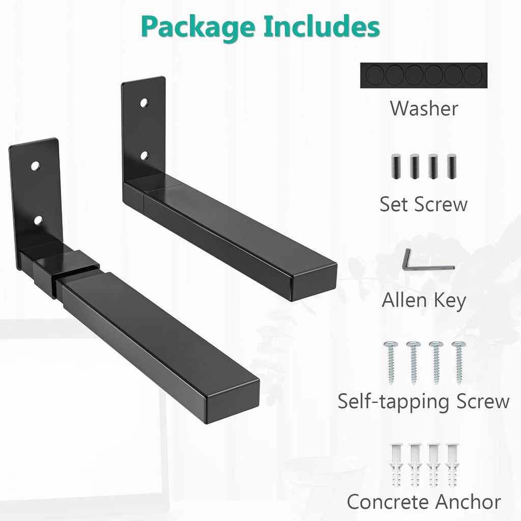 WALI Center Channel Speaker Wall Mount, Universal Soundbar Wall Mount Bracket Hold up to 30 lbs, Arms Extend Adjustment from 7 to 11.5 inch (SLK201), Black