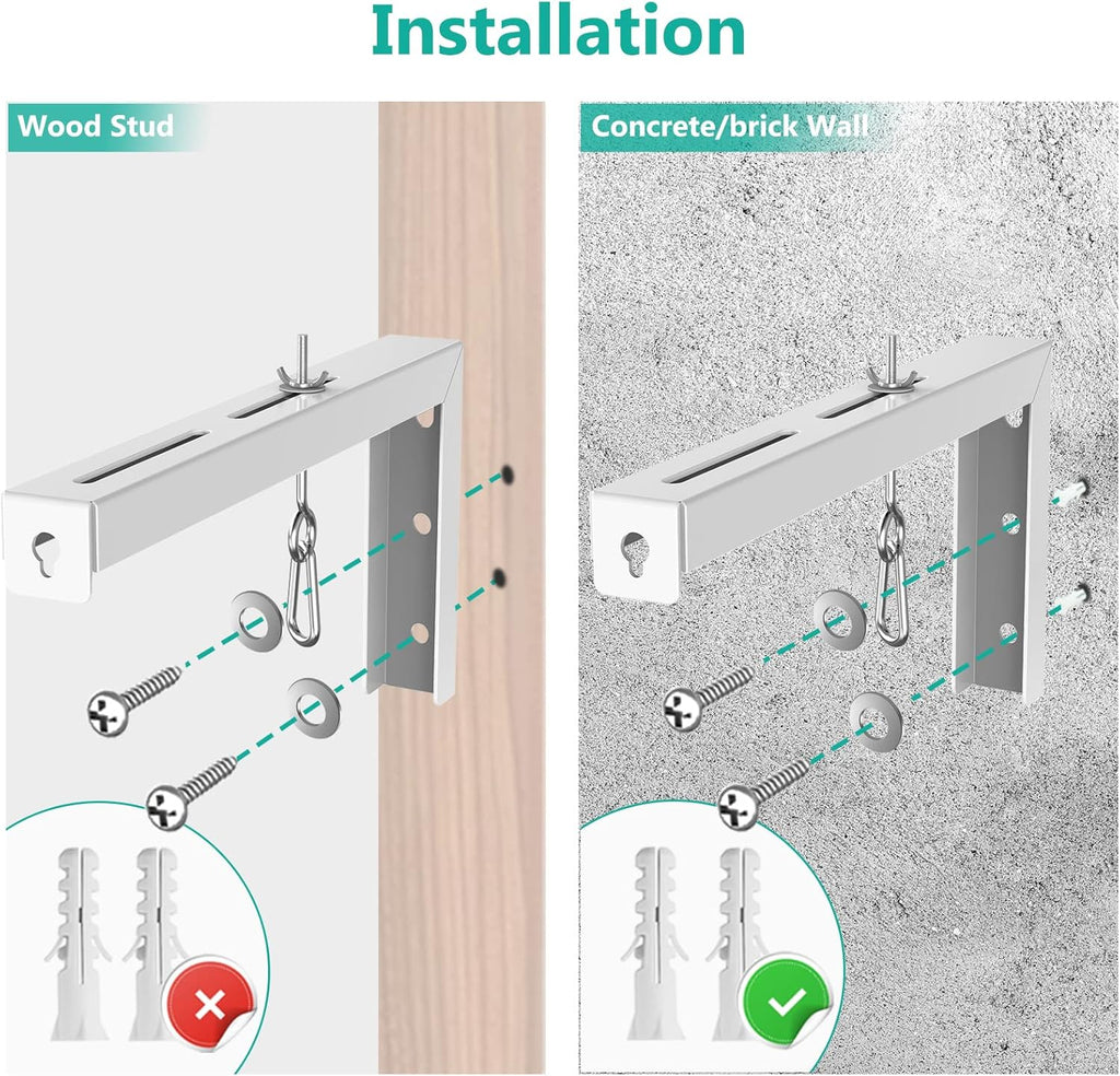 WALI Universal Projector Screen Ceiling Mount, Wall Hanging Mount L-Brackets, 12 inch Adjustable Extension with Hook Kit, Perfect Projector Screen Placement Hold up to 80 lbs (PSM001XL-W), White