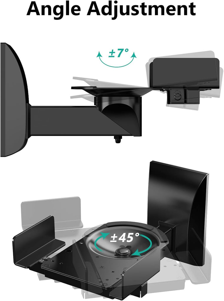 WALI Speaker Wall Mounts, Dual Side Clamping Bookshelf Mounting Bracket for Large Surrounding Sound Speakers, Hold up to 55 lbs. (SWM201), 1 Pair, Black