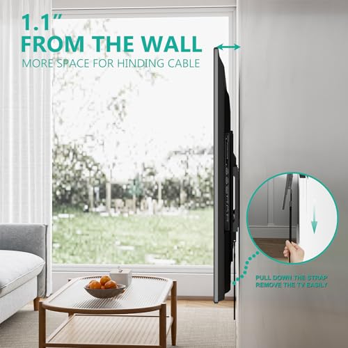 WALI TV Wall Mount Bracket for 37-90 Inch Flat Curved TVs up to 165 lbs, Low Profile Wall Mount Holds Your TV 1.1 Inch from The Wall, Mounting Holes up to 600x400mm (TTM-2), Black