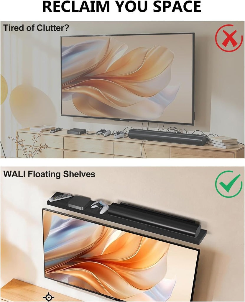 WALI Soundbar Mount for Sonos Arc and Sonos Arc Ultra, Sound bar Wall Mount Bracket Under TV, Soundbar TV Floating Wall Shelf for Living Room, Home Theater Up to 22Lbs (SON003-H), Set of 3, Black