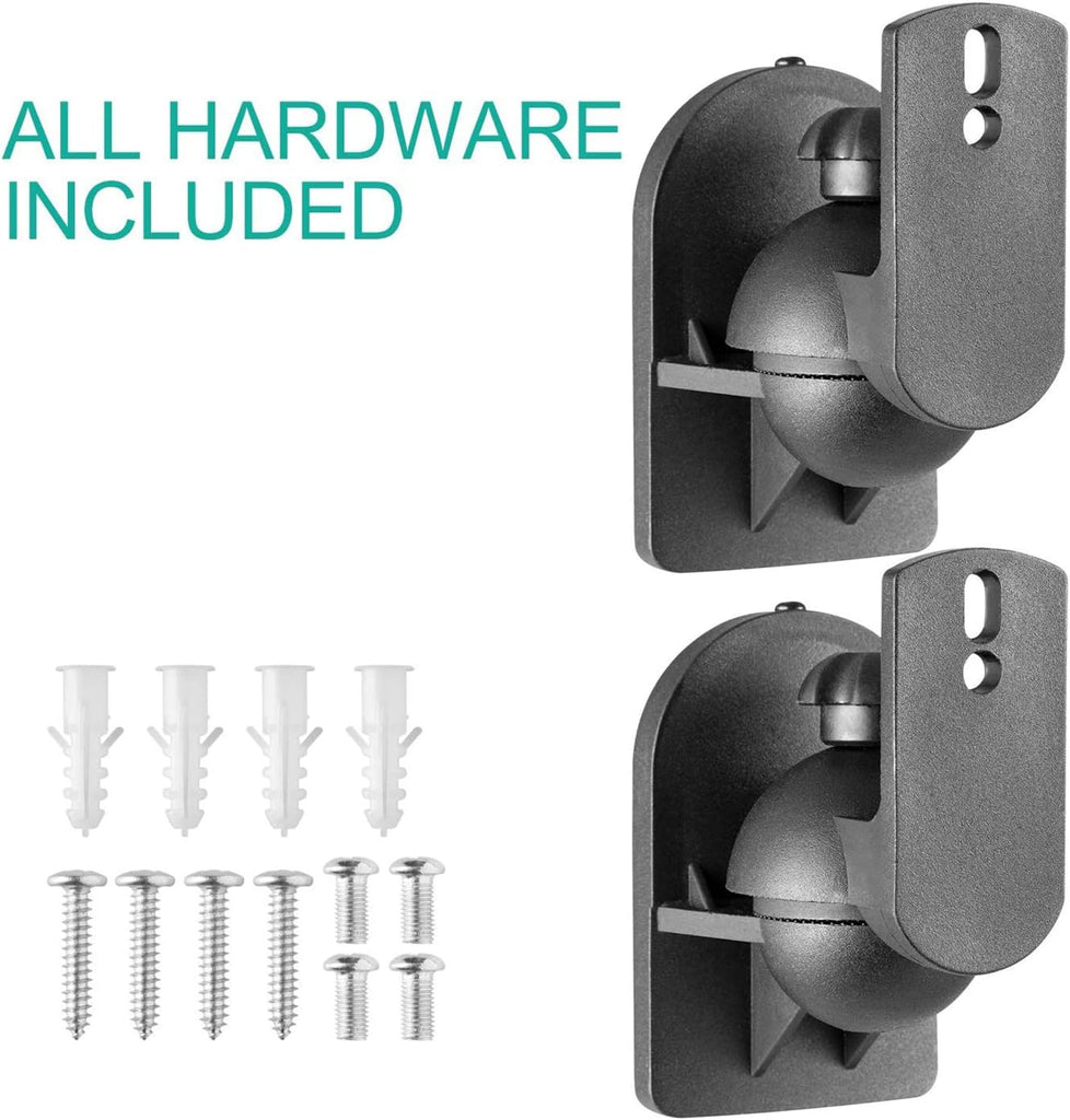 WALI Speaker Wall Ceiling Mounts One Pair, Bookshelf Speaker Wall Mount Brackets, Surround Sound Speaker Mounts, Hold up to 7.7 lbs (SWM202), Black