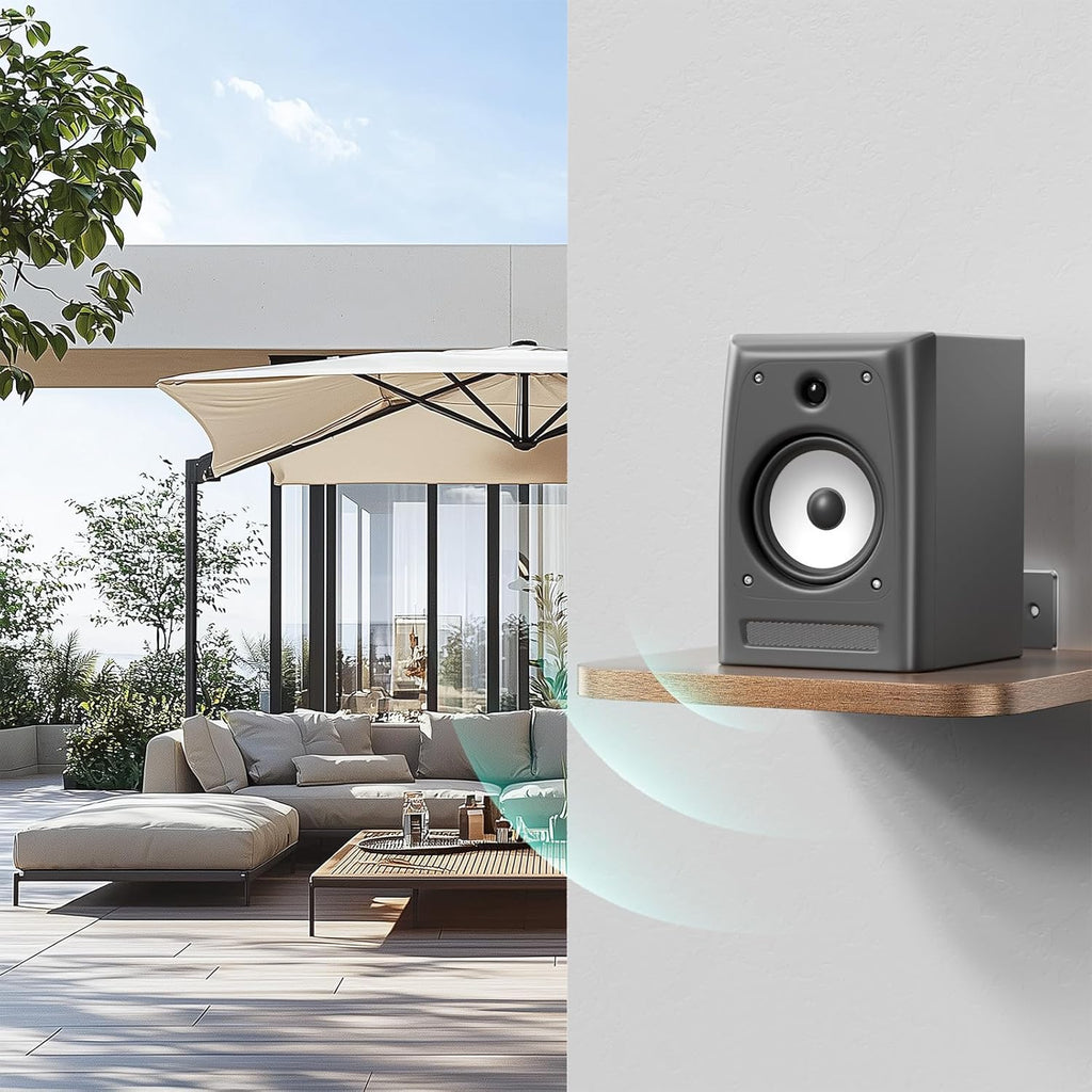 WALI Heavy Duty Floating Speaker Shelves Wall Mounted - Set of 2 - for Surround & Rear Sound, Satellite, Bookshelf Speakers & Home Theater – 7.9" x 7.9" Sturdy Design – 55 lbs Capacity Per Shelf(SWM302)