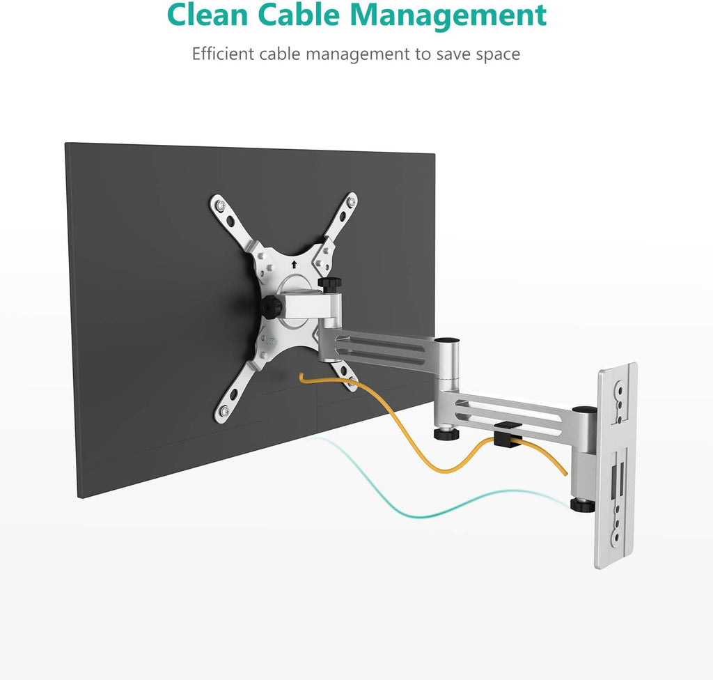 WALI RV TV Mount, Lockable TV Wall Mount for Camper Trailer Motor Home, Full Motion Anti-Vibration Arm for 13-43 inch LED, LCD Flat Screens and Monitors, up to 33lbs (1343LK)