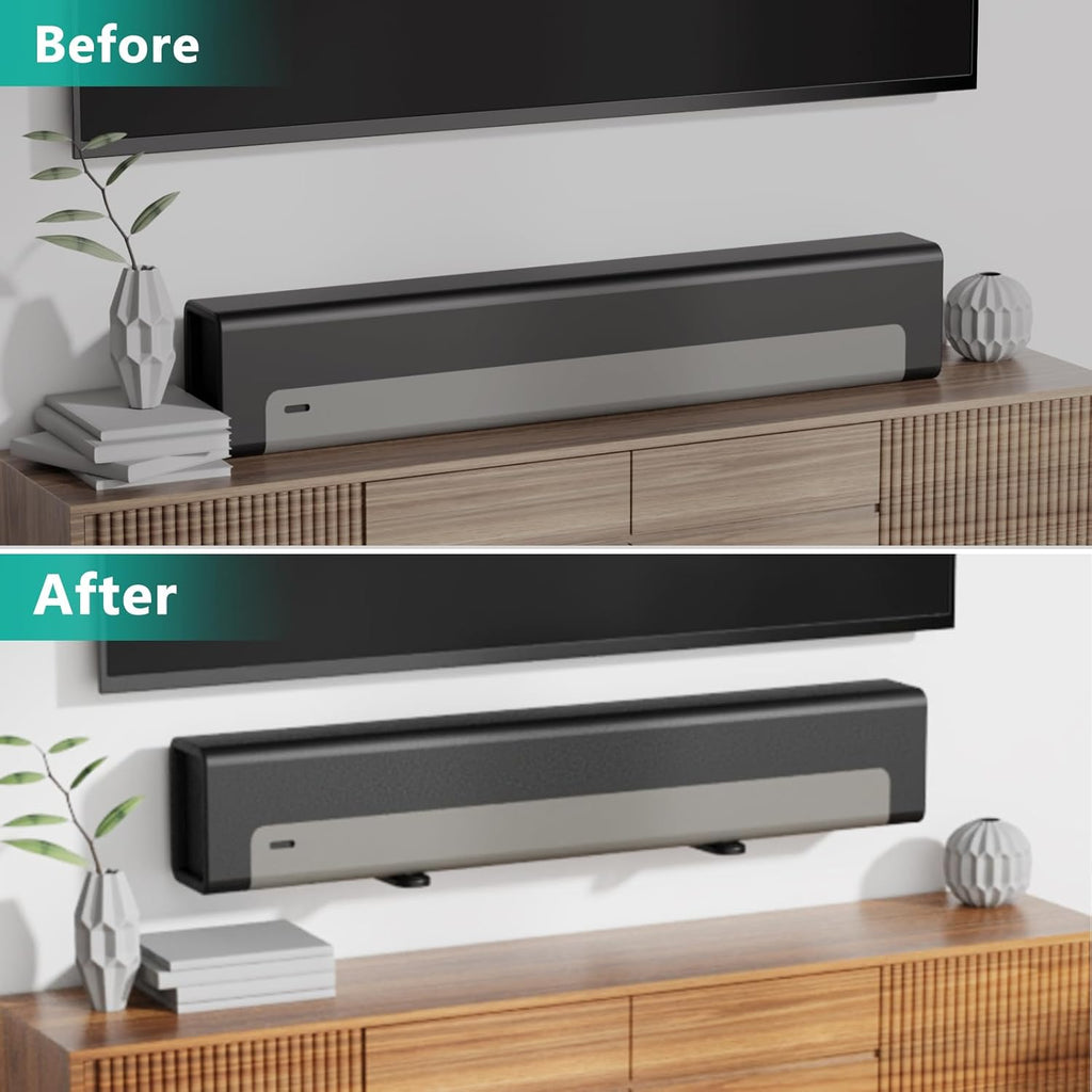 WALI Sound Bar Mounts Under TV, Universal Soundbar Wall Mount Shelf with Anti-Skid Pad, Drywall Studless Soundbar Mount Easy to Install for All Types of Wall (SLK203), Black