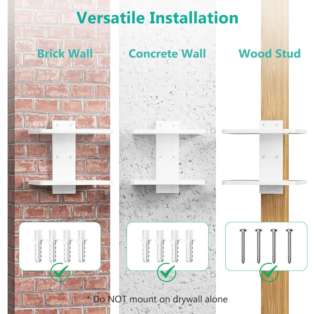 WALI Floating TV Shelf, Holds Up to 22lbs, Wooden Wall Mounted Shelves for DVD Players, Cable Boxes, Routers, Game Consoles, Living Room Decor Accessories (CS202NW), 2 Shelf, White