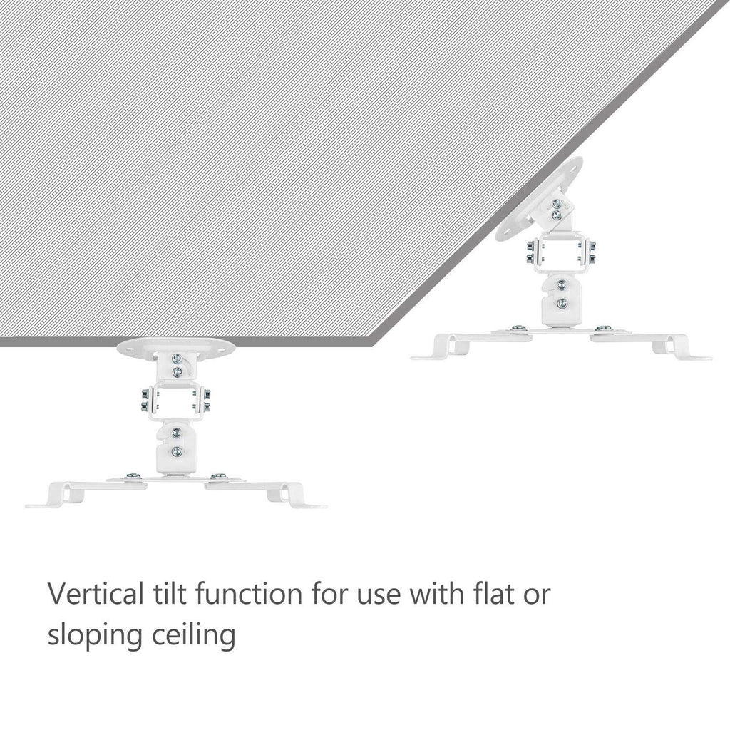 WALI Projector Ceiling Mount, Universal Low Profile Projector Mount with Retractable Arms and Multiple Adjustment Function (PM-002-W), White