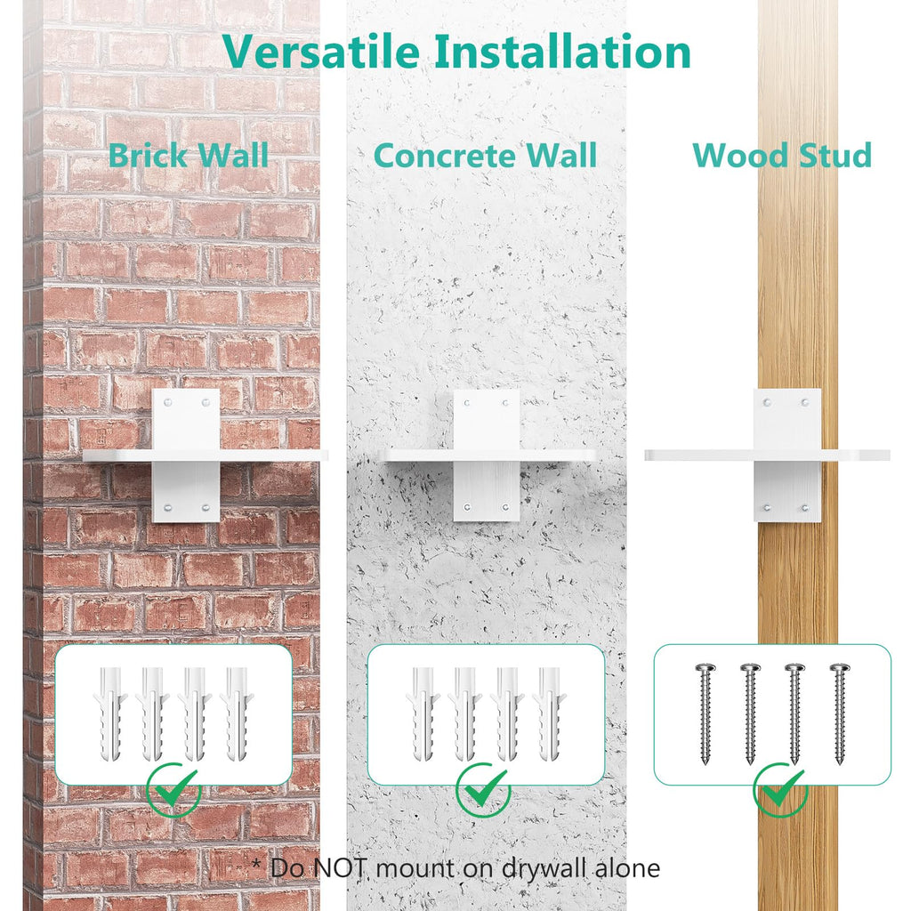 WALI Floating TV Shelves for Wall, Projector Shelf Holds Up to 22lbs, Wooden Wall Mounted Shelves for DVD Players, Cable Boxes, Game Consoles, Living Room Decor Accessories (CS201NW), 1 Shelf, White