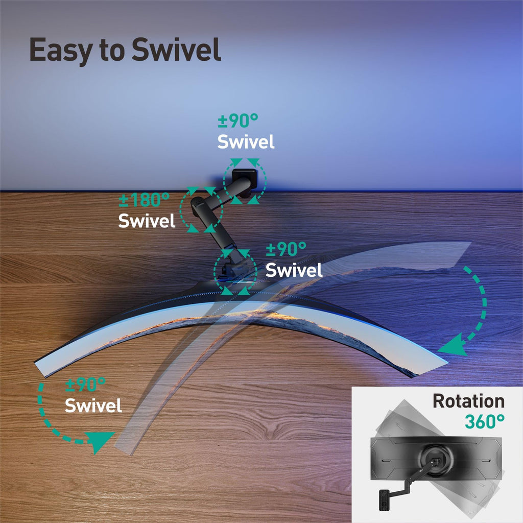 WALI Single Monitor Wall Mount, Heavy Duty Monitor Arm for Ultrawide Screens up to 49 inch, 44 lbs. Fully Adjustable Gas Spring Arm Max Extension 16.7 inch (GSWM001XL-P), Black