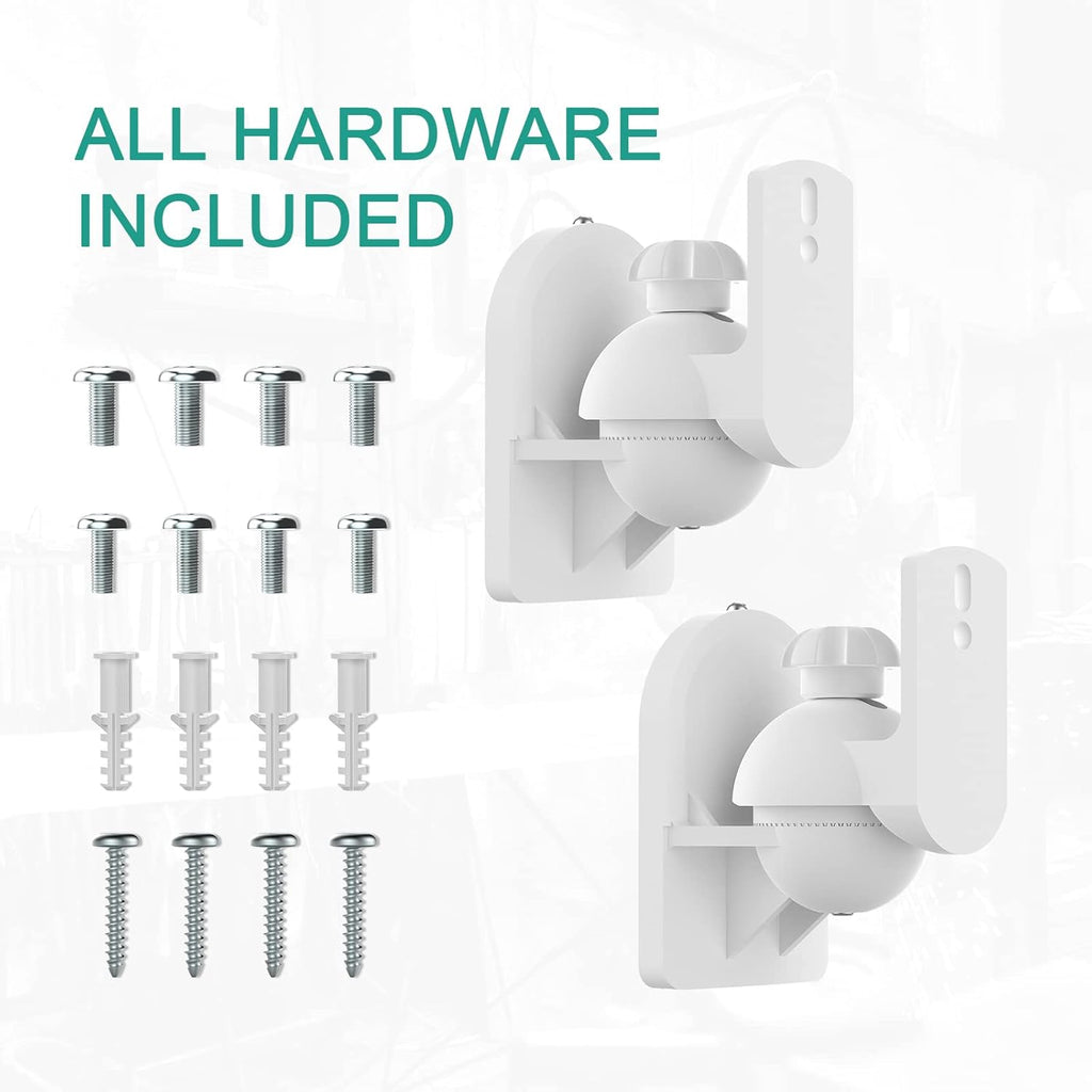 WALI Speaker Wall Mounts, Bookshelf Speaker Wall Mount Brackets, Surround Sound Speaker Mounts, Hold up to 7.7 lbs, (SWM202-W), 2 Pack, White