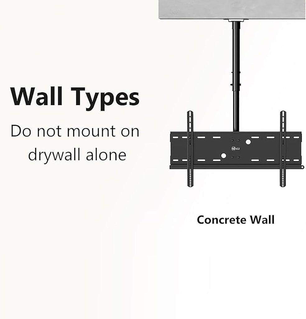 WALI Ceiling TV Mount for 42-90 inch, Hanging Adjustable TV Ceiling Mount Bracket Fits Most LED, LCD, OLED 4K TVs, Holds up to 220lbs, Max Mounting Holes 800x400mm (CM4290), Black