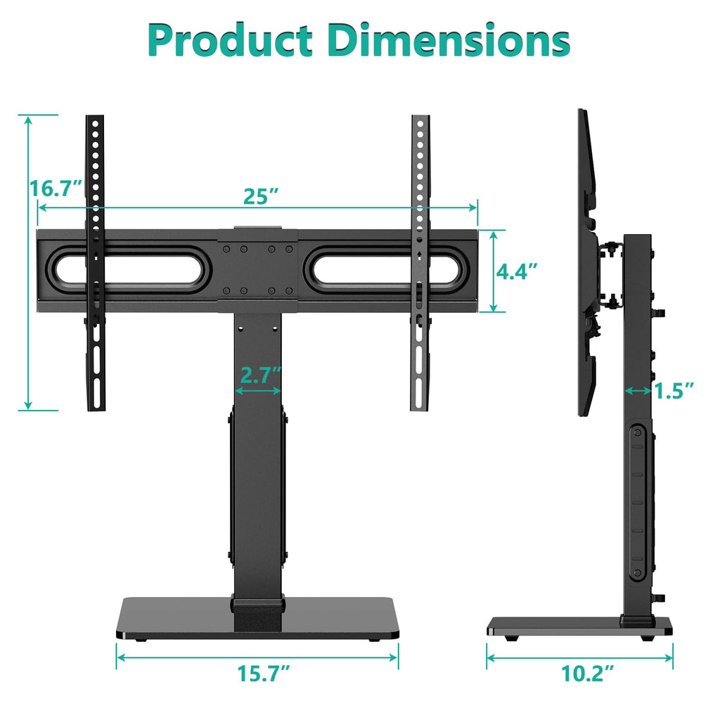 WALI TV Stand with Power Outlet, Universal TV Mount Stand for 32-70 inch TVs, 6 Height Adjustable and 70° Swivel TV Mount Stand Holds up to 88lbs, Max VESA 600x400mm(TVDVD-5P)