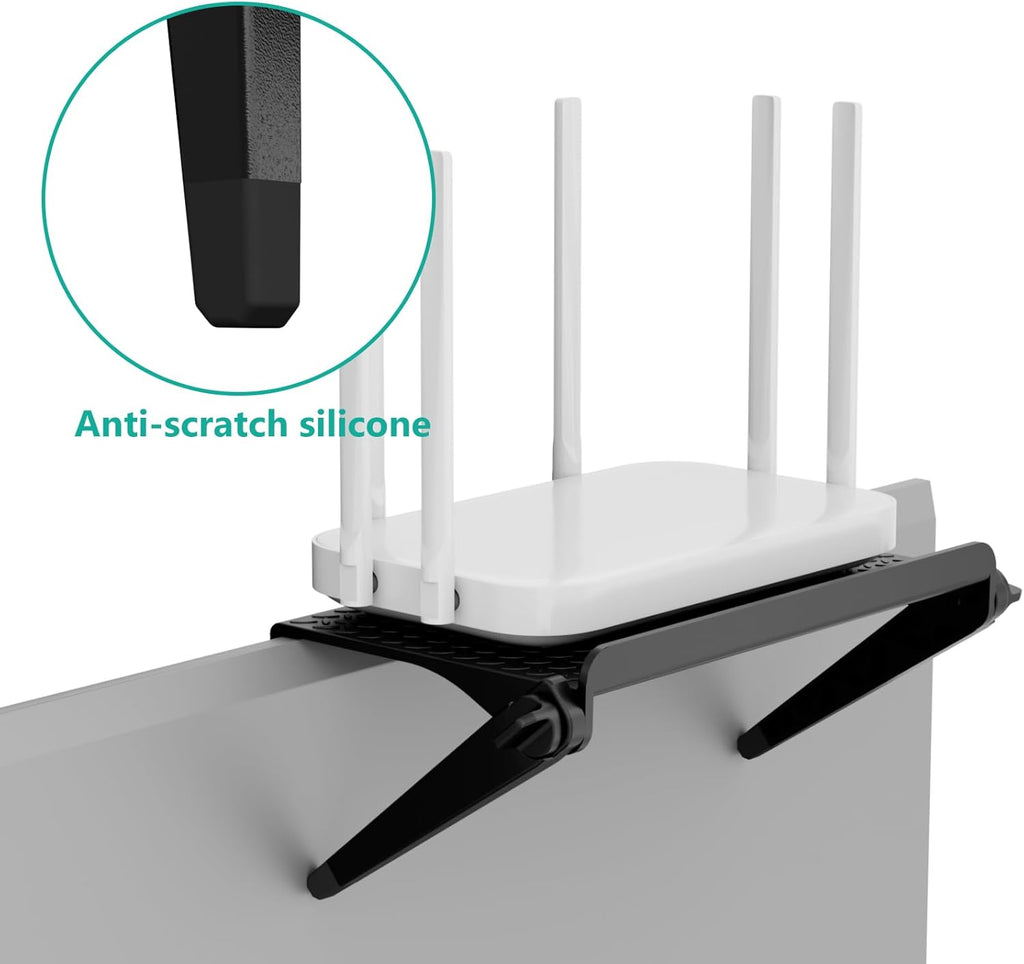 WALI TV Top Shelf 2 Pieces, 8 Inch Adjustable Monitor Top Shelf Screen Storage Computer Screen Shelves Top TV Shelves for Cable Box Media Box Router DVD, Black(TSP001-2B)