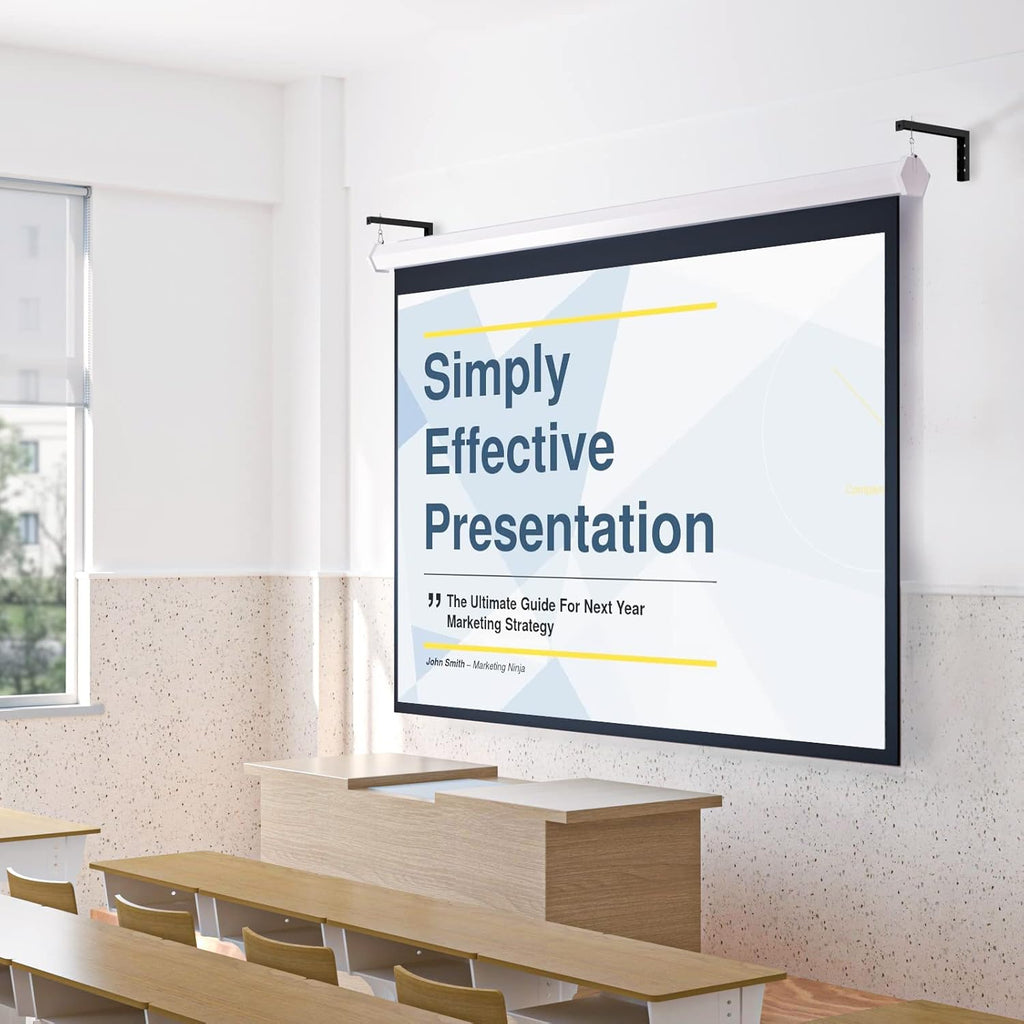 WALI Universal Projector Screen Ceiling Mount, Wall Hanging Mount L-Brackets, 12 inch Adjustable Extension with Hook Kit, Perfect Projector Screen Placement Hold up to 80 lbs (PSM001XL-B), Black