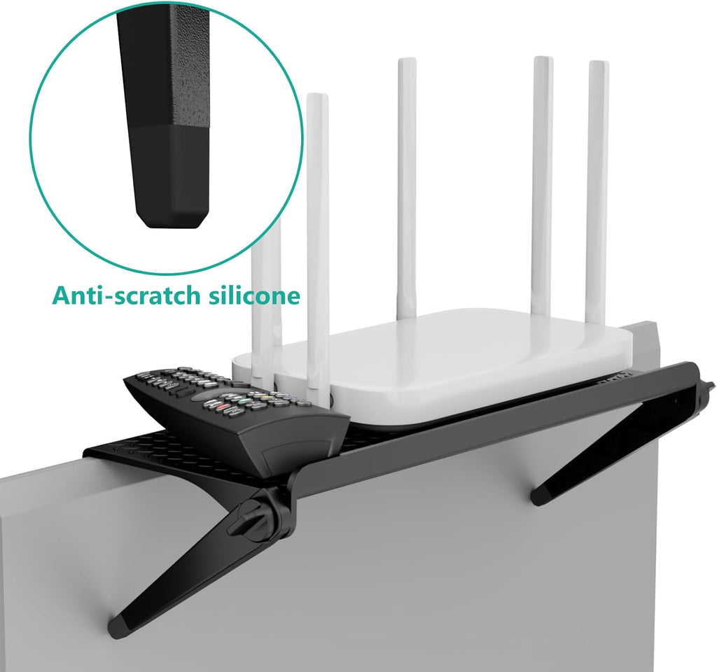 WALI TV Top Shelf, TV Accessory Storage Shelf, for Remote Control, Media Boxes and Home Decor, 11.8 Inch Tray (TSP002-2B), 2 Pack, Black