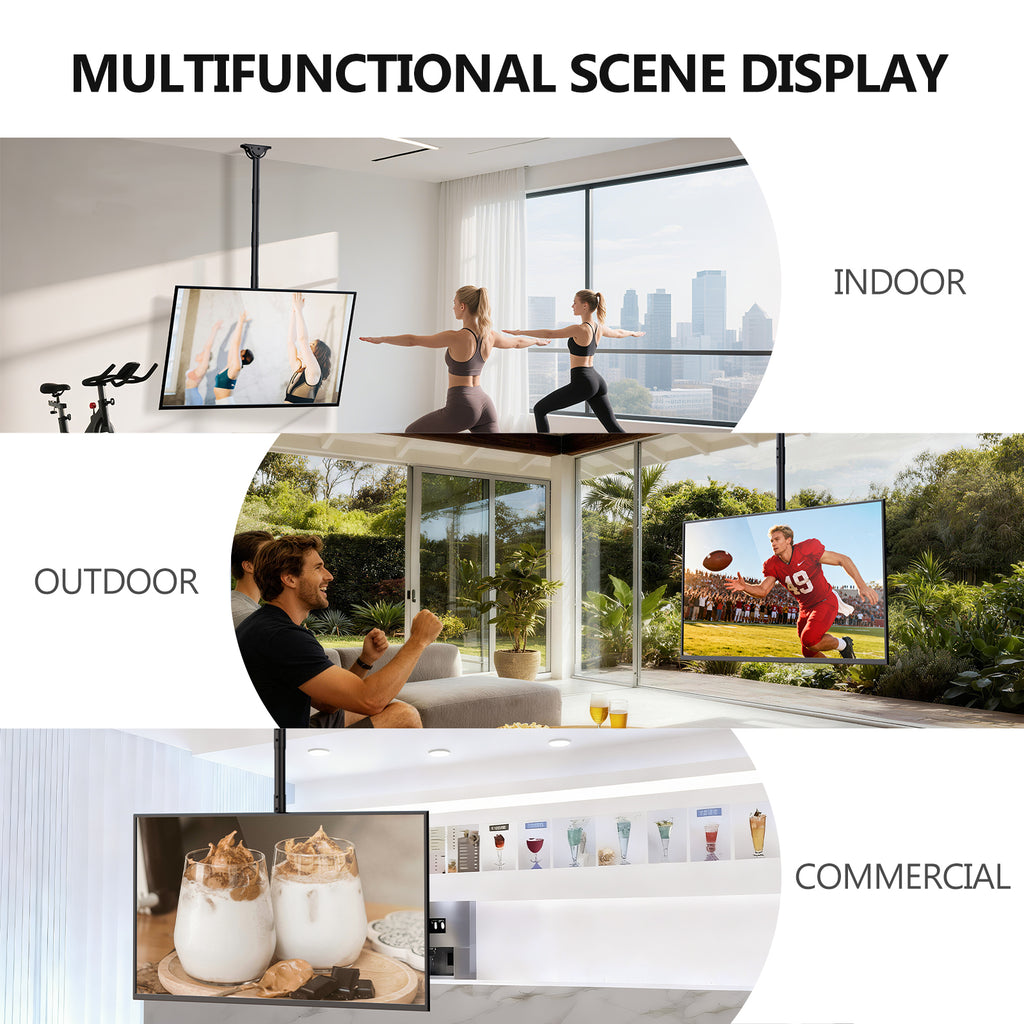 WALI Long Arm TV Ceiling Mount, Fits Most LED, LCD, OLED and Plasma Flat Screen Display 26 to 65 Inch, up to 110 Lbs, Height Extension up to 58 Inch, Mounting Holes up to 400x400mm (CM2665XL), Black