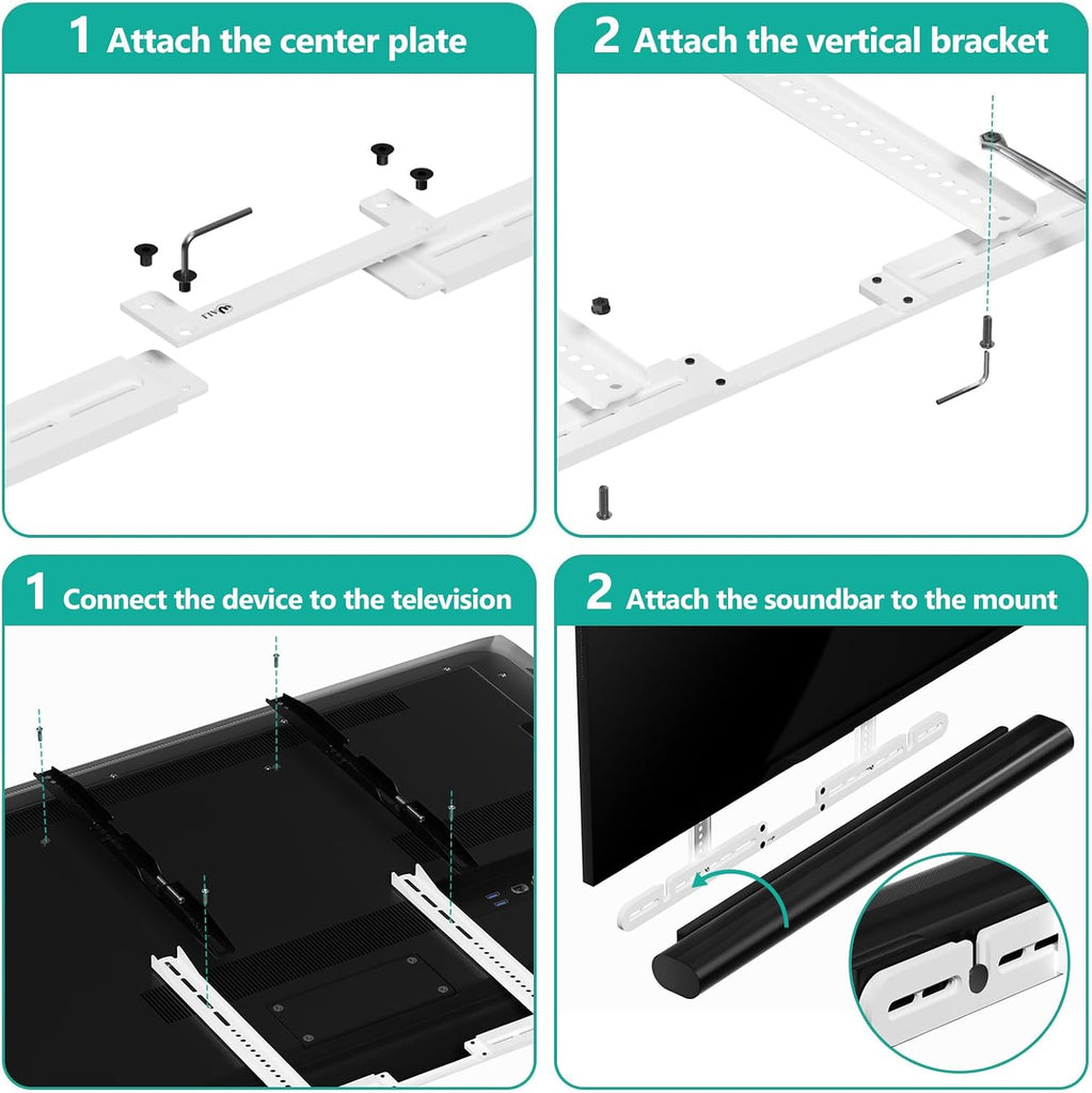 WALI Sonos Arc TV Mount for Sonos Arc & Sonos Arc Ultra, (SON003T-W) | Soundbar Mounting Bracket up to 22 lbs, 2 Installation Under or Above TV, Hidden Design, Hardware Kit Included, White