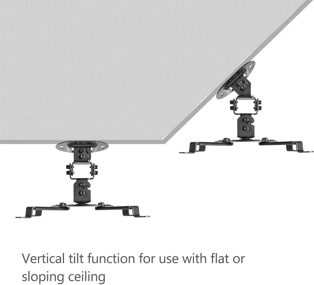 WALI Projector Ceiling Mount, Universal Low Profile Projector Mount with Retractable Arms and Multiple Adjustment Function (PM-002-B), Black