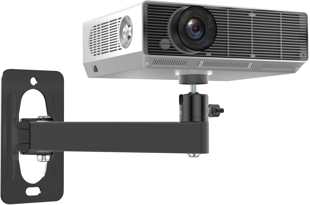 WALI Mini Porjector Wall Mount, Wall Mount Projector for 1/4" Screw, Fully Adjustable Projector Hanging Bracket Ceiling Mount Holder Holds up 22lbs, Black (1330LM-PMS)