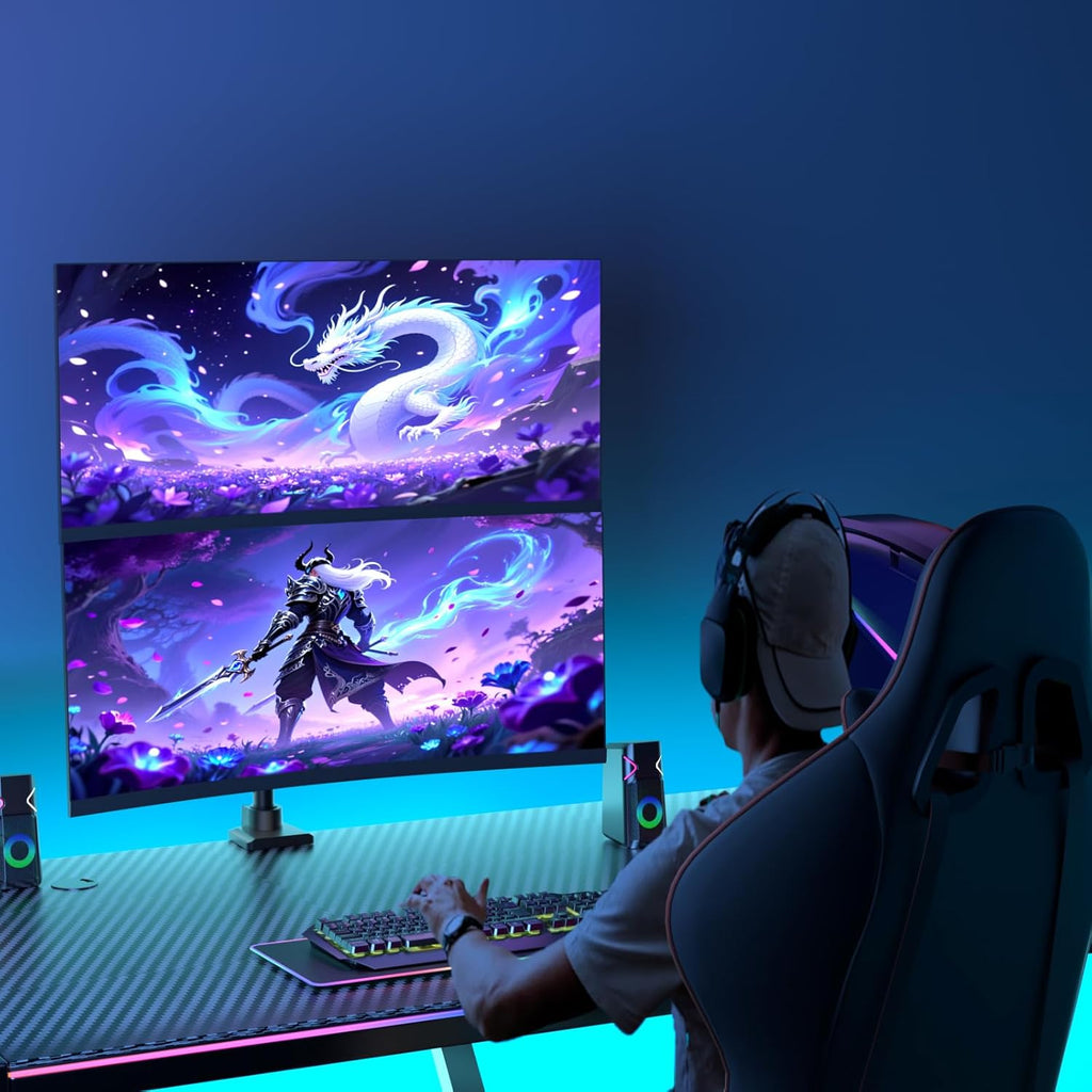 WALI Dual Monitor Mount for Ultrawide Heavy Duty Curved Monitor Stacking, Dual Monitor Arm Fits 17-49 Inch for Ultrawide Screens up to 44lbs, 49 inch Monitor Arm(GSDM002-P), Black