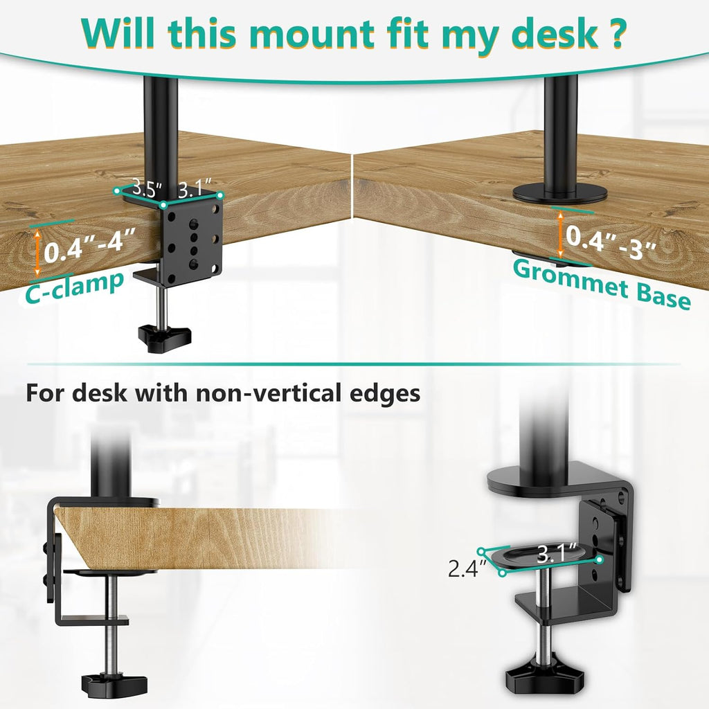 WALI Triple Monitor Mount for 13-27 inch Computer Screens, 3 Monitor Desk Mount, Holds up to 22 lbs, Adjustable Triple Monitors Stand with Swivel Tilt Rotation, 75x75/100x100mm (M003), Black