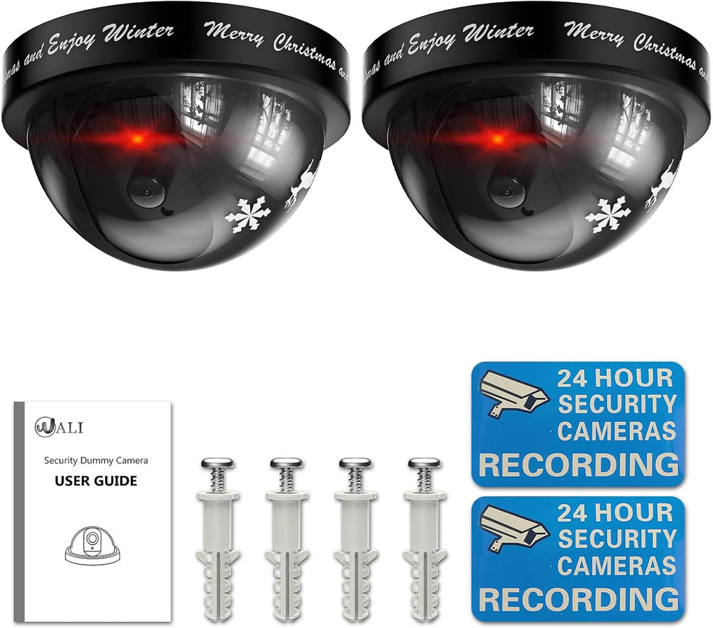 WALI Santa Cam, Santa Camera Ornament with Realistic Red Flashing Light, Fake Dummy Security Cameras Motivate Kids and Prevent Grinch Mischief, Perfect Christmas Decor Indoor & Outdoor-2 Packs(SD-2-CH)