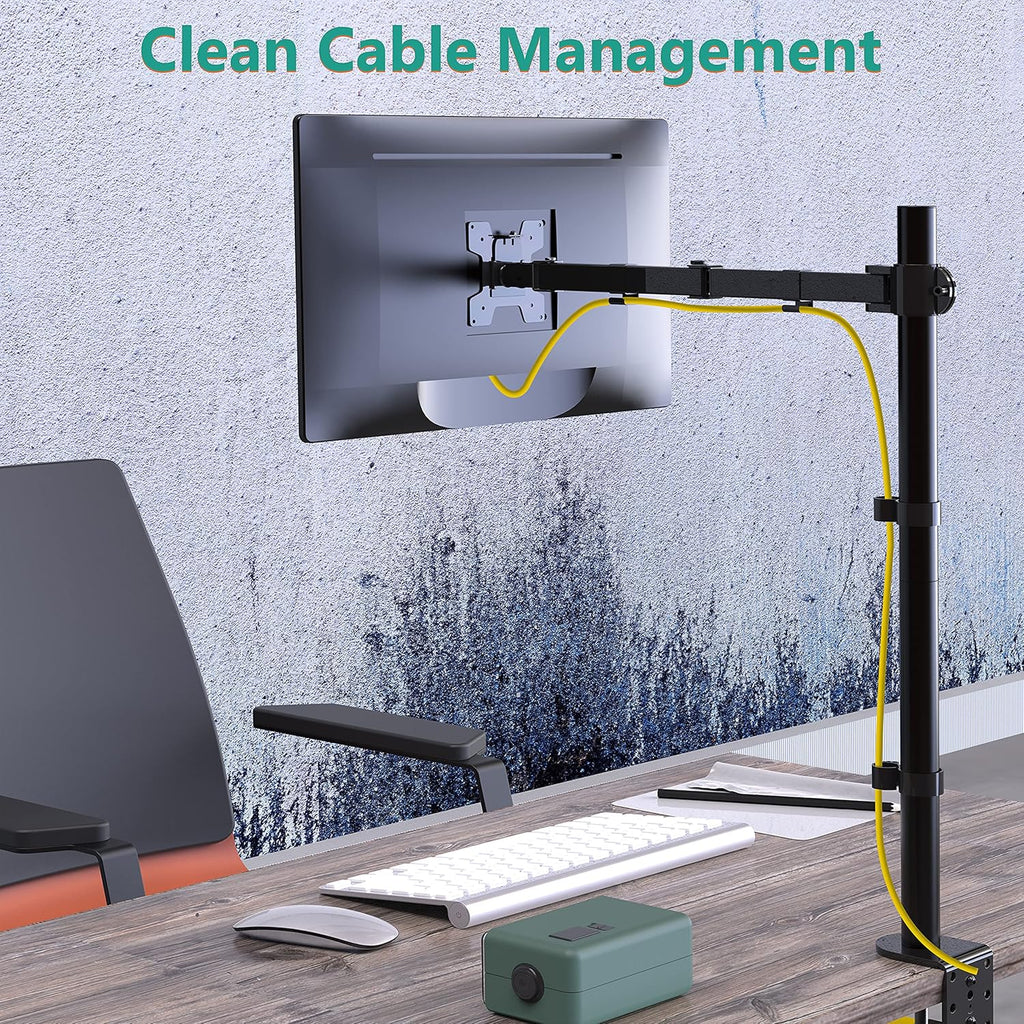 WALI Monitor Arm Mount for Desk, Single Extra Tall Computer Desk Mount, Monitor Bracket Mount Stand Single, up to 32 inch, 22 lbs (M001XL), Black