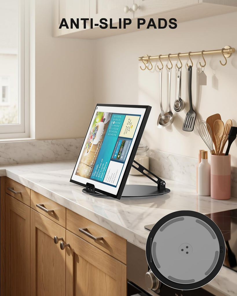 WALI Echo Show 15/21 Stand, Adjustable Stand for Echo Show 15/21 and Up to 18" Tablets/Portable Monitors, 360 Degrees Rotating Tilt Foldable Show 15, 21 Accessories for Kitchen Home Office, Black