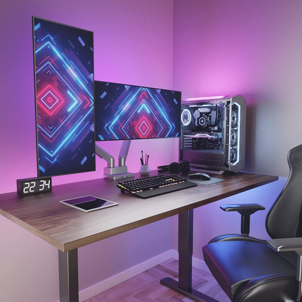 WALI Dual Monitor Mount, Monitor Arms for 2 Monitors, Fully Adjustable Gas Spring, with 2 Easily Accessible USB 3.0 Ports for Display Up to 35 Inch, 33lbs, (GSMU002), Silver