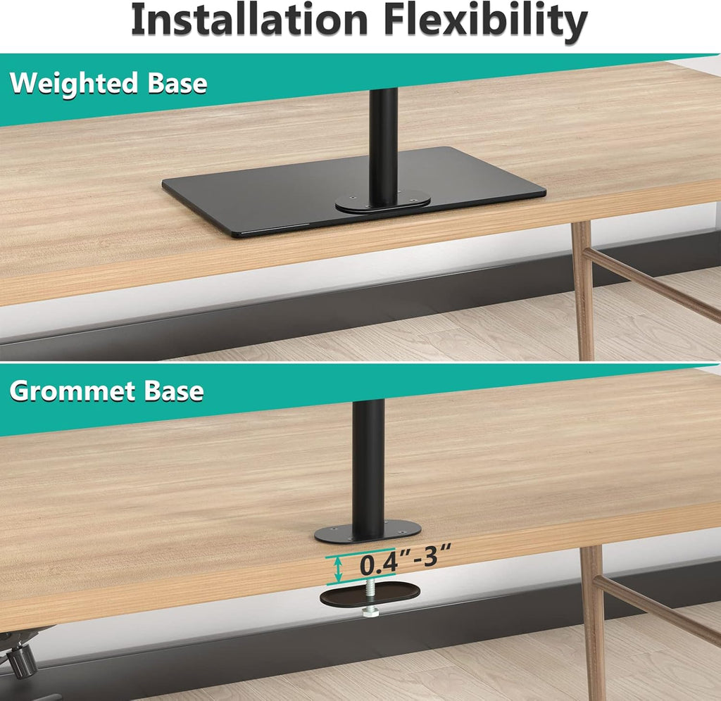 WALI Freestanding Triple Monitor Mount, Fully Adjustable Three Monitor Desk Mount, 3 Monitors Stand for 17-27 Inch Screens, Max Load 22lbs per Arm (GMF003), Black