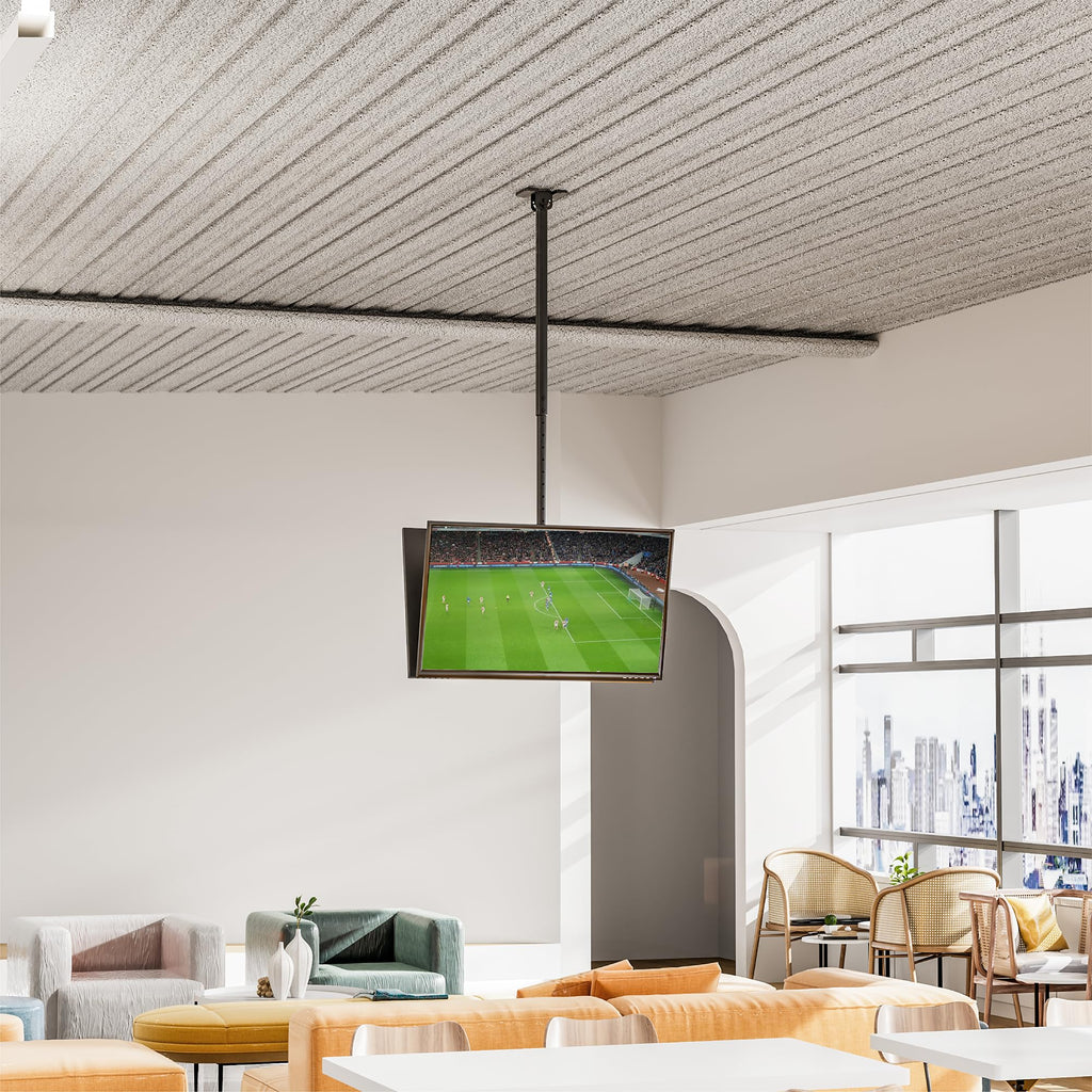 WALI Ceiling TV Mount Dual Screen Back to Back Fits Most Display 43 to 86 Inch TV, Up to 176lbs, 88 lbs for Each Screen, Height Extension up to 66.5 Inch, Mounting Holes 600x400mm (CM4386-2S), Black