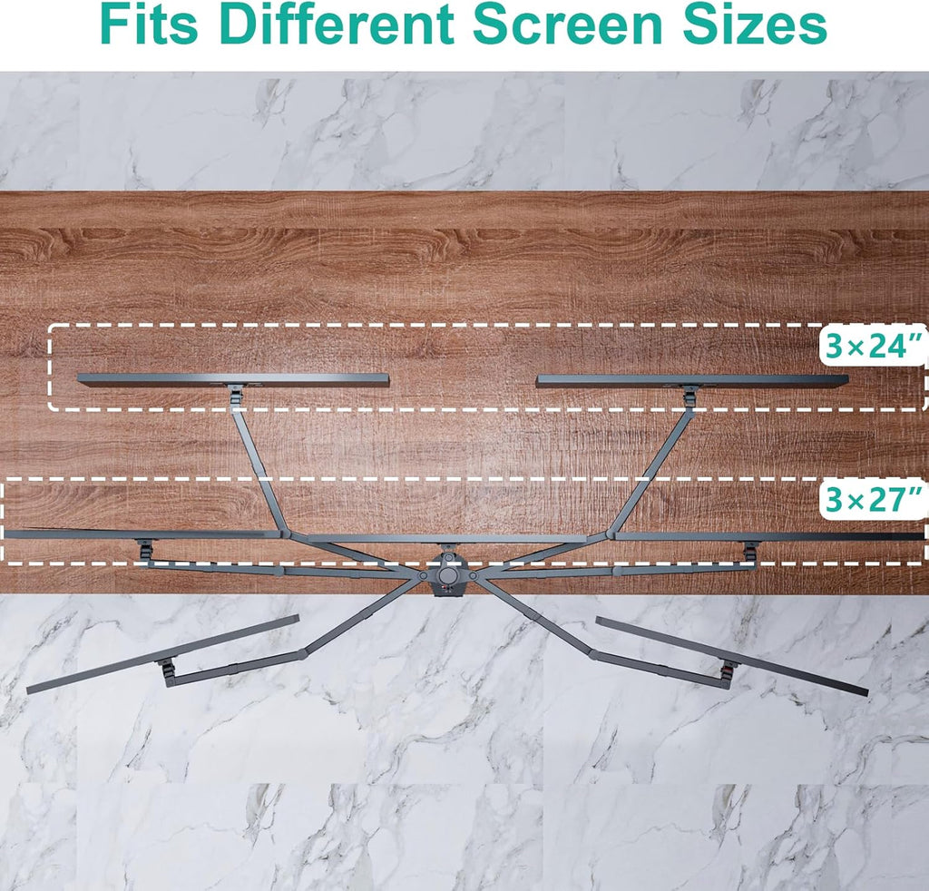 WALI Triple Monitor Mount, 3 Monitor Desk Mount for 13-27 inch Computer Screens, Holds up to 22 lbs, Triple Monitors Stand for Desk, with Tilt, Swivel, Rotation, VESA 75/100mm (M003S), Black