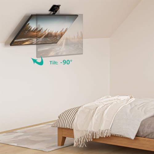 WALI Folding Ceiling TV Mount, Swivel and Flip Down TV Bracket for 17-42 inch Flat Screens, Height Adjustable TV Mount Saving Space, Max Mounting Holes 200x200mm(FCM202), Black