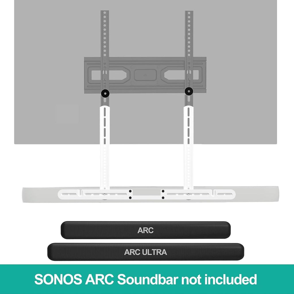 WALI Sonos Arc TV Mount for Sonos Arc & Sonos Arc Ultra, (SON003T-W) | Soundbar Mounting Bracket up to 22 lbs, 2 Installation Under or Above TV, Hidden Design, Hardware Kit Included, White