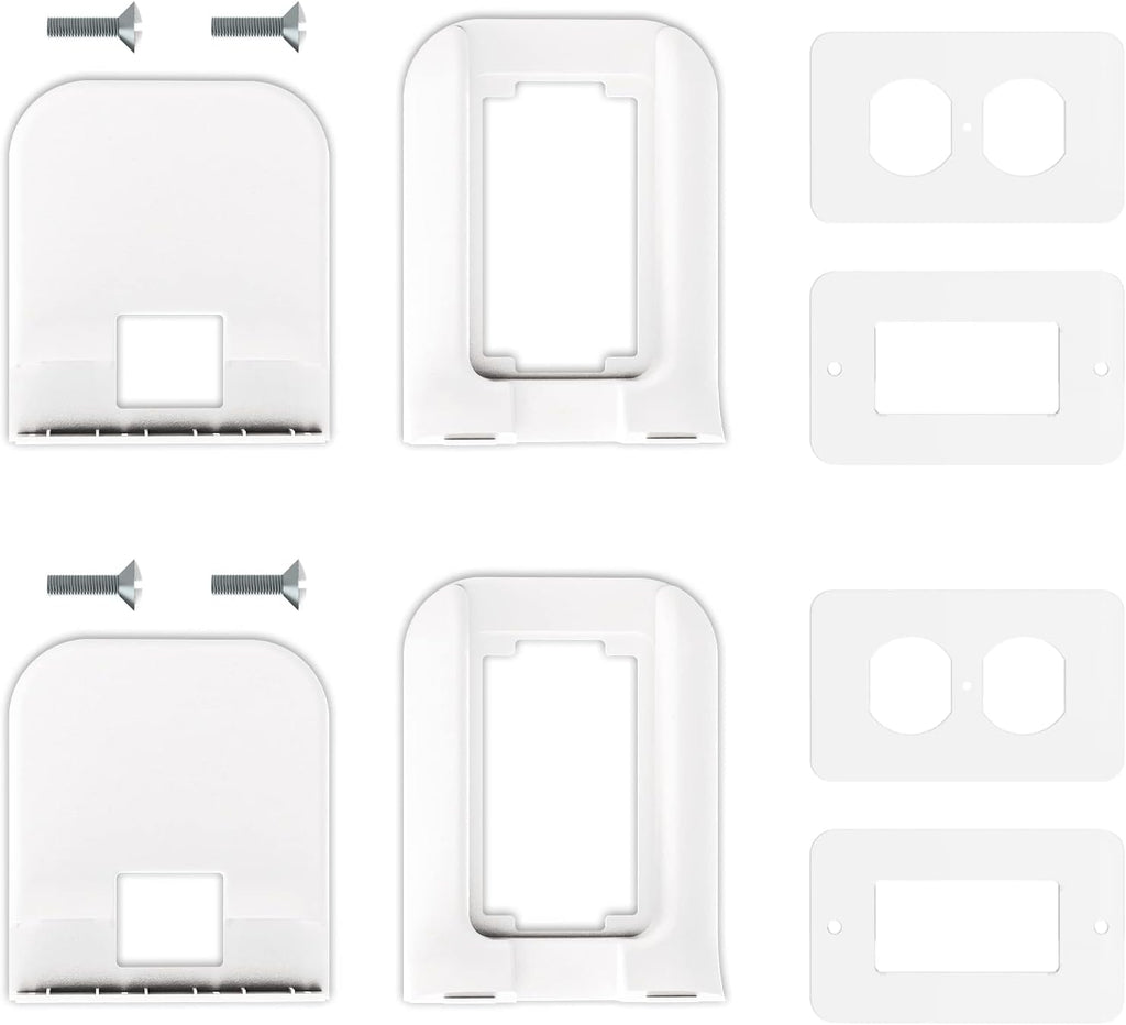 WALI Outlet Shelf Wall Holder,Bathroom Walls Shelves up to 10lbs Standard Vertical Duplex Wall Shelf Organizer for Smart Home Decor Space Saving Power Tools, Toothbrush (OLS002-W), 2 Pack, White