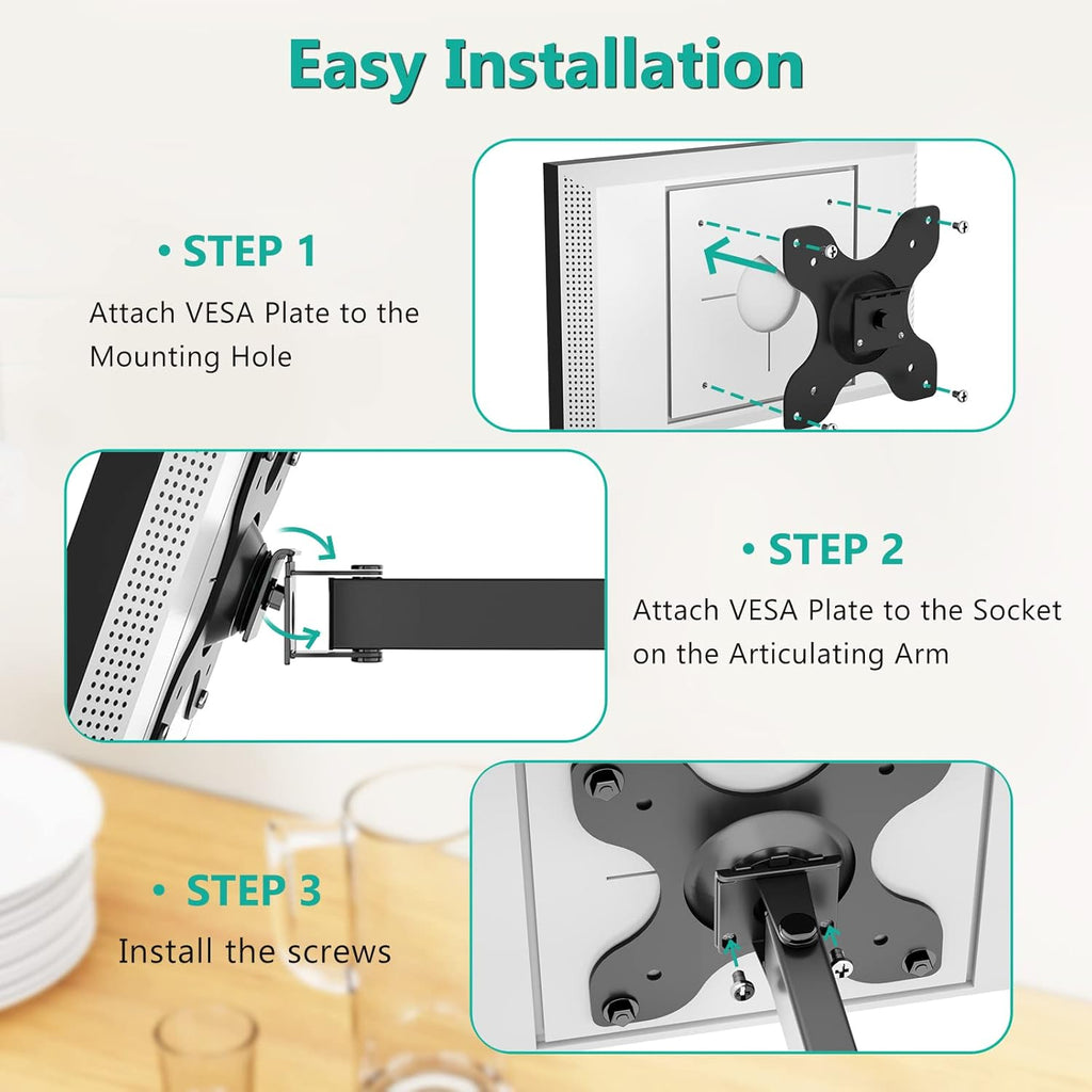 WALI Mount for Echo Show 21, Echo Show 15, Adjustable Wall Mounting Bracket with Heavy Duty 15” Extension Arm, Rotate Tilt Swivel for Echo Show 21, Echo Show 15, Holds up to 33lbs, Black (1330LM-ES)
