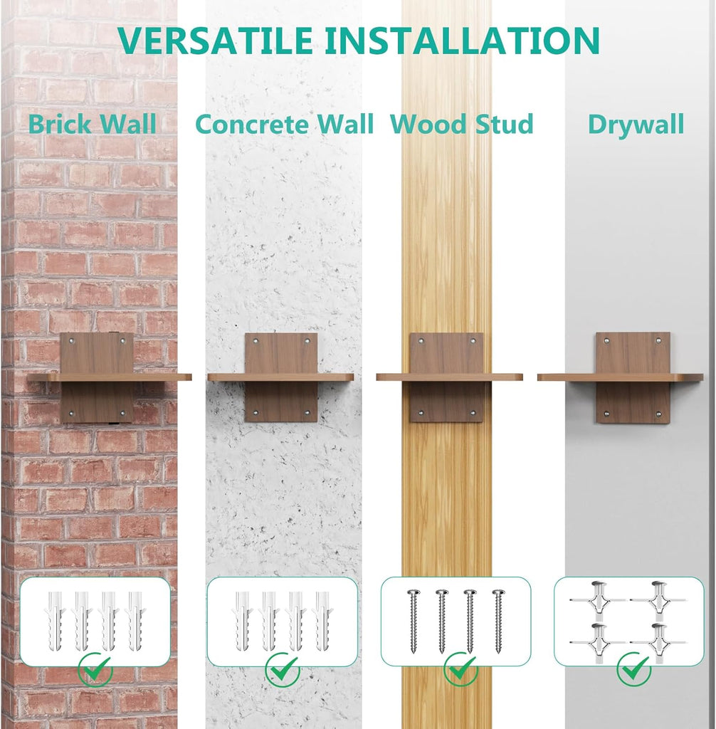 WALI Floating TV Shelves for Wall, Projector Shelf Holds Up to 22lbs, Wooden Wall Mounted Shelves for DVD Players, Cable Boxes, Game Consoles, Living Room Decor Accessories (CS201N), 1 Shelf, Wood